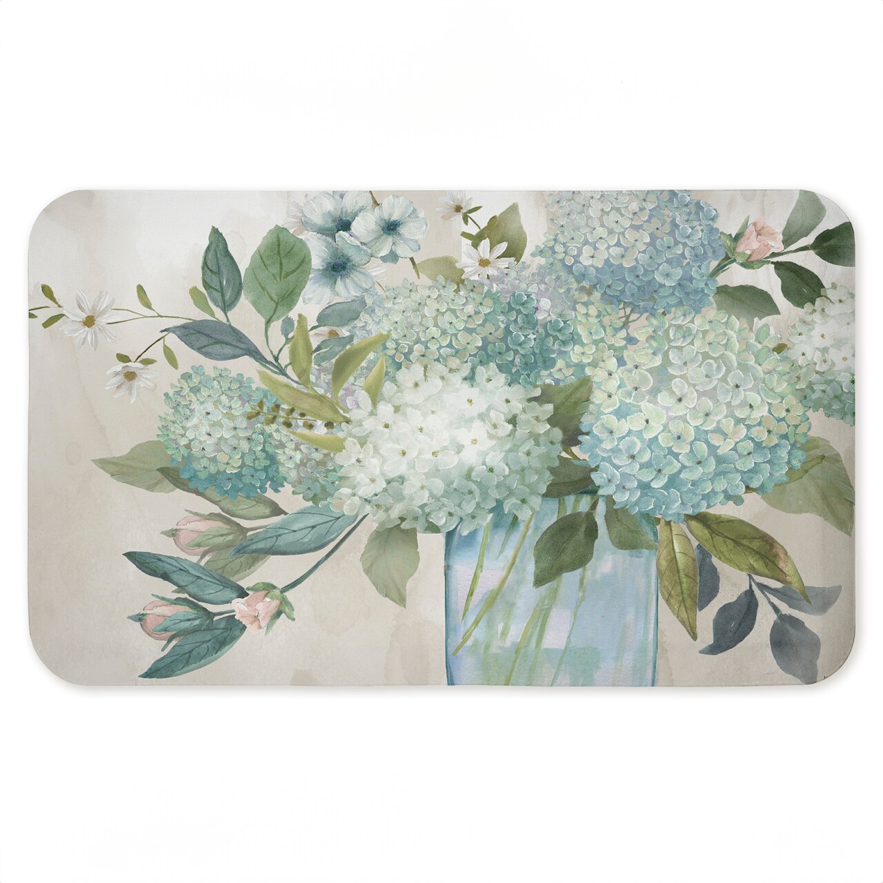 Stupell Industries Blue Hydrangeas Galore Printed Anti-Fatigue Floor Mat, design by Nan, 30"x18"